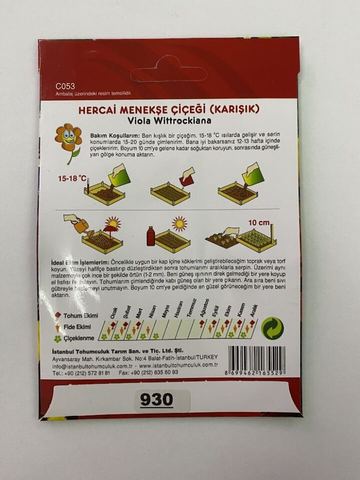 HERCAİ MENEKŞE ( ÇOKLU TOHUM ) - 100 Tohum - KARIŞIK Renk