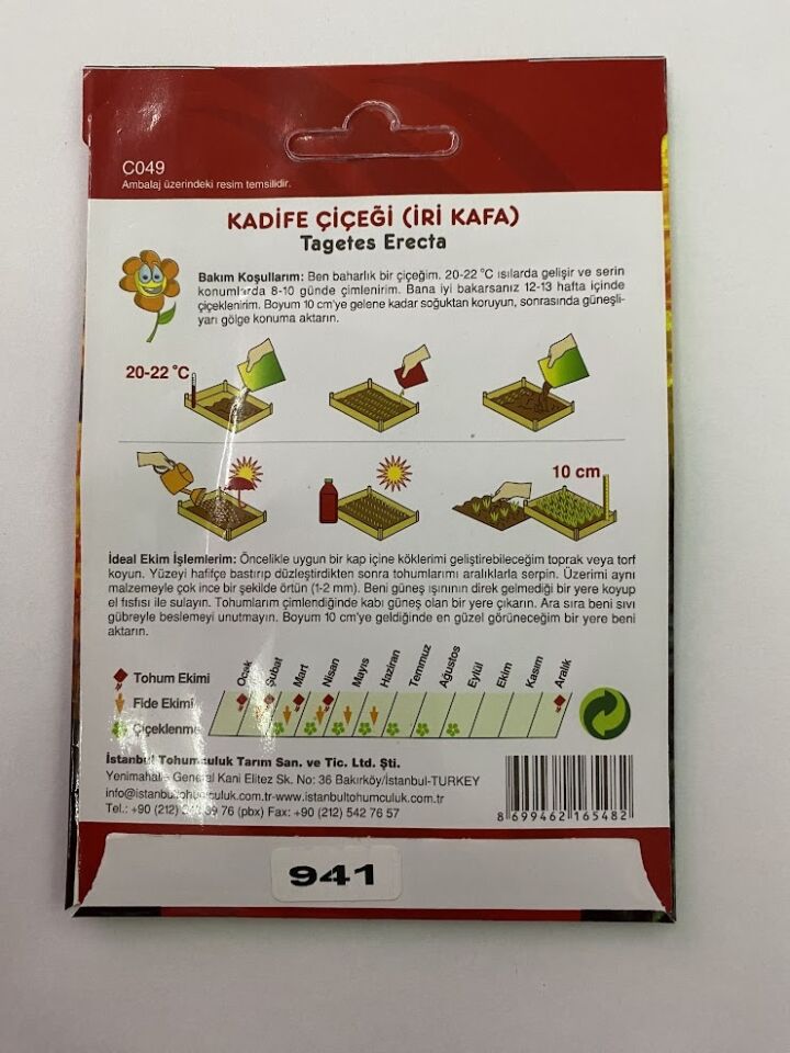 KADİFE İRİ KAFA ( ÇOKLU TOHUM ) - 75 Tohum - KARIŞIK Renk