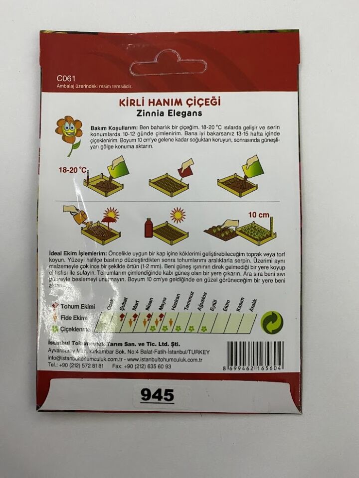 KİRLİ HANIM ZİNNİA ( ÇOKLU TOHUM ) - 200 Tohum - KARIŞIK Renk