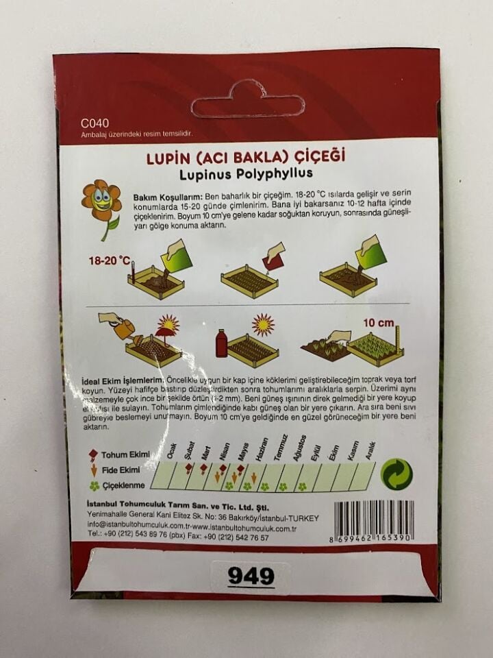 LUPİN ÇİÇEĞİ ( ÇOKLU TOHUM ) - 30 Tohum - KARIŞIK Renk