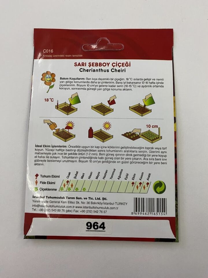 SARI ŞEBBOY ( ÇOKLU TOHUM ) - 250 Tohum - KARIŞIK Renk